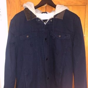 Vans button up jacket with grey hoodie attached.